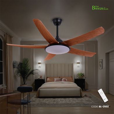 Breezelux 52 Inch Modern Decorative Silent ABS Blade Underlight with Remote Ceiling Fan (Teak Wood) image