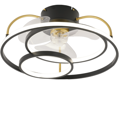 Breezelux Alpha 20 Inch Modern Luxury Decorative Silent Underlight Remote Ceiling Mount Fan (White-Black) image