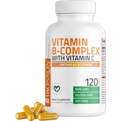 Bronson Vitamin B Complex with Vitamin C 120 Vegetarian Capsules image