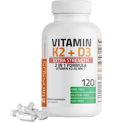 Bronson Vitamin K2 Plus D3 Extra Strength 120 Count -352480459 image