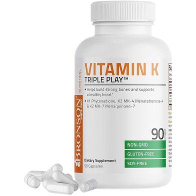 Bronson Vitamin K Triple Play Supplement - 90 Capsules -326041752 image