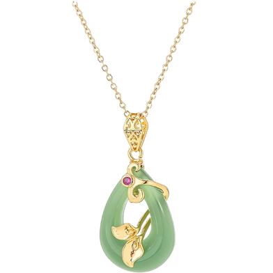 Buddha Stones Jade Oval Pattern Blessing Fortune Necklace Pendant image