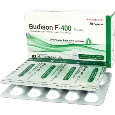 Budison F 400 mcg, 12 mcg Dry Powder Inhalation Capsule (DPI) 10's Strip image