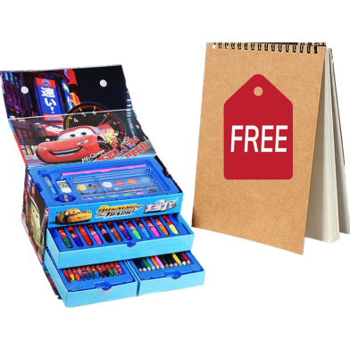 Buy 1 54- Pcs Drwaing Art Set in Paper Card Box For Kids Get 1 Drawing Pad Free image