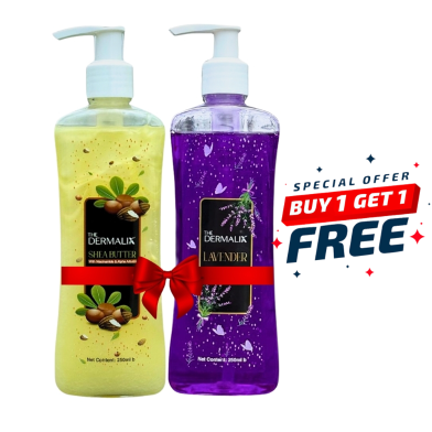 The Dermalix Lavender Refreshing Shower Gel 250ml Buy 1 Get 1 The Dermalix Shea Butter Brightening Shower Gel 250ml Free image