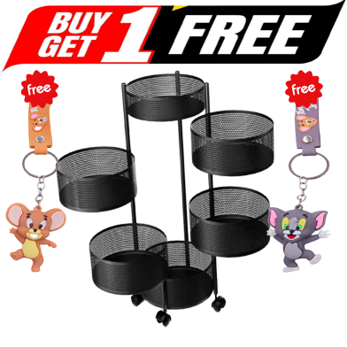Buy 6 Layer Round Shape Kitchen Rack Get Tom and Jerry Key Ring (Any One) FREE image