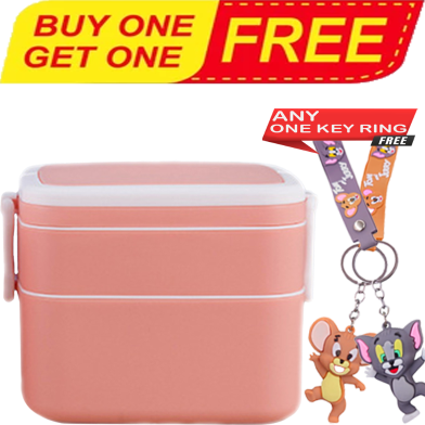 Buy Dual-Layer Bento-Style Lunch Box With a Capacity of 1400ml With Tom and Jerry Random Key Ring (Any One) FREE image