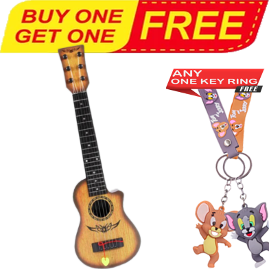 Buy Gospel Musical Plastic Toy Guitar for Kids (Medium) With Tom and Jerry Random Key Ring (Any One) FREE image