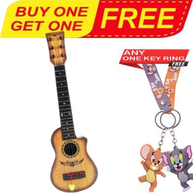 Buy Gospel Musical Plastic Toy Guitar for Kids .(Small) With Tom and Jerry Random Key Ring (Any One) FREE image