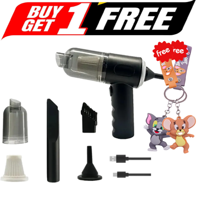 Buy High Quality 3 in 1 Mini Car Rechargeable Vacuum Cleaner And Air Blower (Get Any One Tom and Jerry Key Ring FREE) image