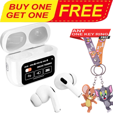 Buy JAirpods Pro ANC Touch Screen Display Earbuds With Tom and Jerry Random Key Ring (Any One) FREE image