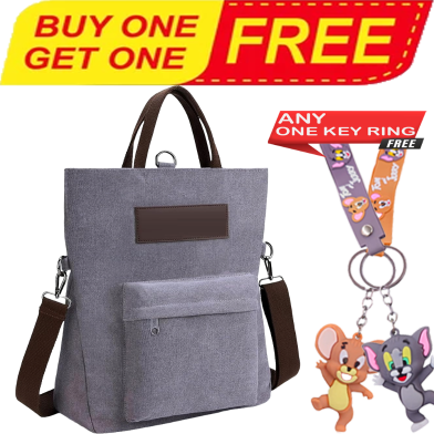 Buy New 2 Poket Tote Bag Rendom Digain With Tom and Jerry Random Key Ring (Any One) FREE image