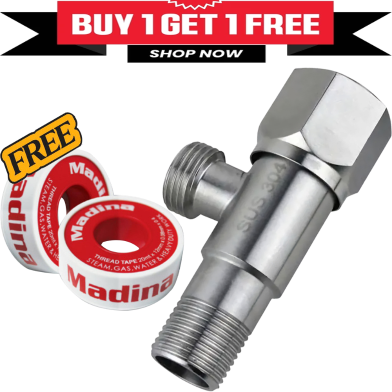 Buy Stainless Steel SS-SUS 304 Angel Stop Coc Angel Stop Valve 1/2 Inch (Get Two Fancy Thread Tape FREE) image