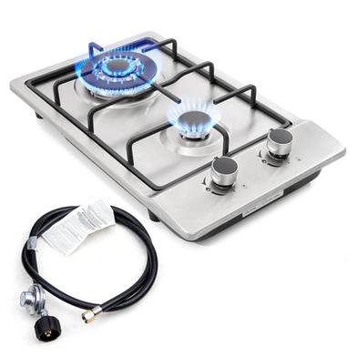 CANCA AB-GOP12KX 2-Burner Gas Cooker with Hot Plates (Silver) image