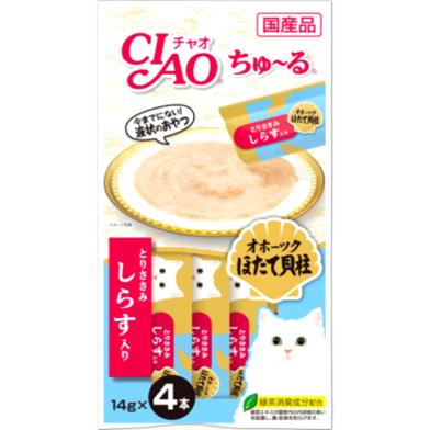 CIAO Churu Creamy Cat Treat - Scallop and Whitebait (Katsuo) 14gX4 | Cat Snacks image