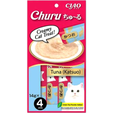 CIAO Churu Creamy Cat Treat - White Meat Tuna and Scallop (Katsuo) 14gX4 | Cat Snacks image