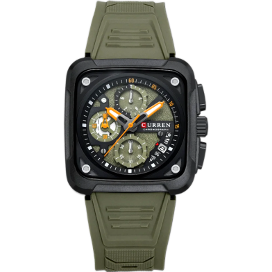 CURREN 8461 Unique Luminous Sporty Silicone Strap Watch for Men-Black AND GREEN image