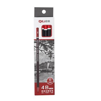 QiLi sketch 4B log drawing Office school learning pencil -12 Pcs image