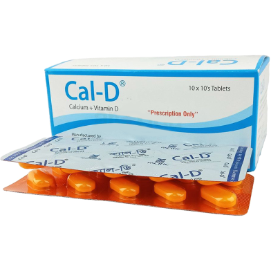 Cal-D 500 mg Plus 200 IU 10's Strip Tablet image