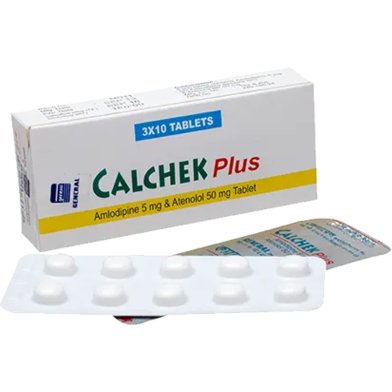 Calchek Plus 5 mg, 50 mg Tablet 10's Strip image