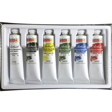 Camel Heavy Body Acrylic Colours 40ml 6 Color Paint image