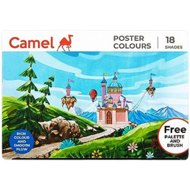 Camlin Kokuyo Pack of 18 shade bottles 10ml each, 1 palette, 1 brush image