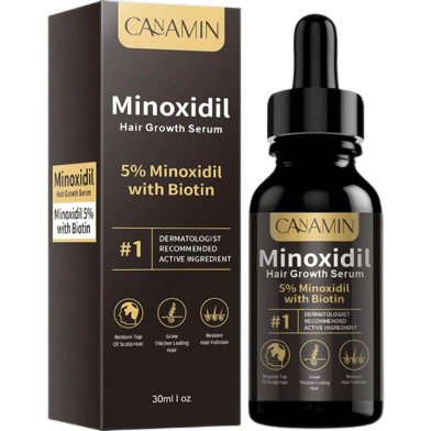 Canamin Minoxidil Hair Growth Serum (5 percent Minoxidil with Biotin) - 30ml image