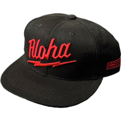 Capon Aloha Waukee Black Snapback Flat Cap image