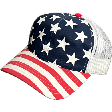 Capon American Flag Mesh Trucker Cap Stars And Stripes Design image