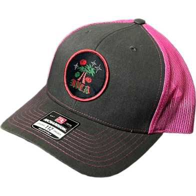 Capon Campfire Nights Trucker Hat Charcoal And Pink Mesh Cap image