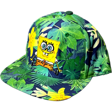 Capon Spongebob Tropical Flat Navy And Green Palm Print Cap image