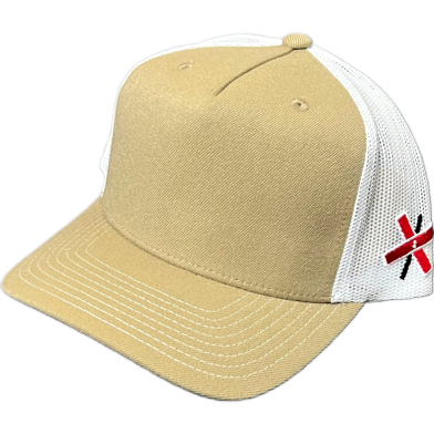 Capon Tan And White Mesh Back Trucker Minimalist Style Cap image
