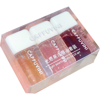 Cappuvini 3 Pcs Light Sensitive Jelly Lip Oil Set Lip Care image