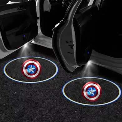 Car Door Shadow Wireless Captain America Shield Logo Projection Light 1 Pair (2 Piece) image