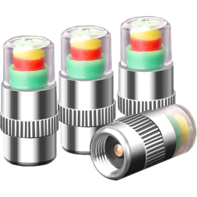 Car Tire Pressure Monitoring System Gauge Cap Sensor Indicator Anti-theft 3 Color Eye Air Pressure Gauge 4 Pcs image
