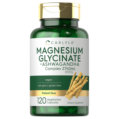 Carlyle Magnesium Glycinate With Ashwagandha 2,740mg Complex - 120 Vegetarian Capsules -523161899 image