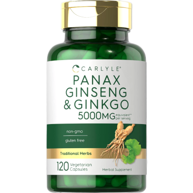 Carlyle Panax Ginseng And Ginkgo 5000mg 120 Vegetarian Capsules - X003tzhwzf image