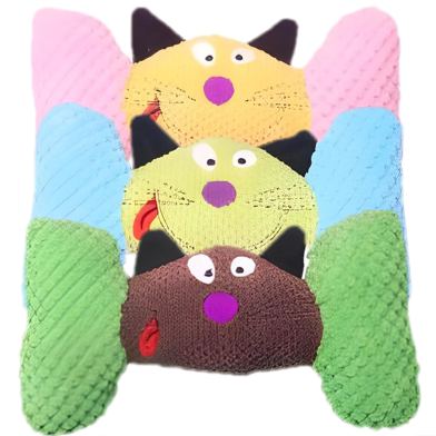Cartoon Face Bone Plush Cats and Dogs Chew Toys and Pillow (Any Color) 1 Pcs image