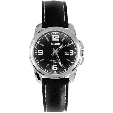 Casio Black Dial Leather watch For Ladies image