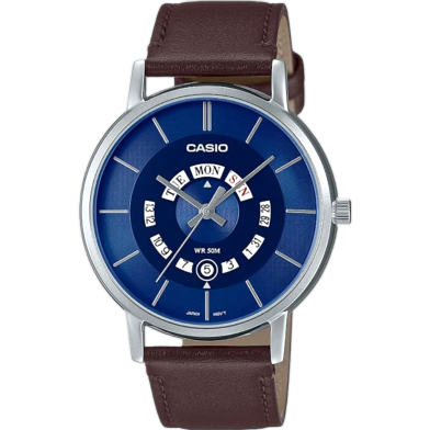 Casio MTP-B135L-2AVDF Men Leather Analog Blue Dial Watch image