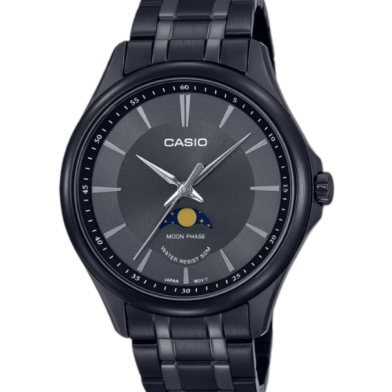 Casio Moon Phase Black Dial Watch For Men image