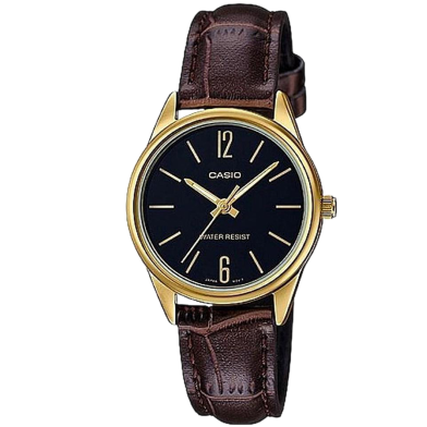 Casio SS Caseback Brown Leather Strap Women's Watch image