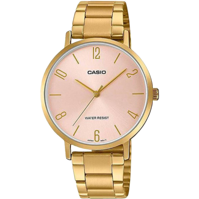Casio Watch For Women Analog Stainless Steel Band Gold and Pink image