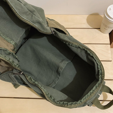 Casual Contrast Color Canvas Backpack - Olive Green Slide 2