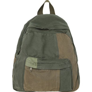 Casual Contrast Color Canvas Backpack - Olive Green image