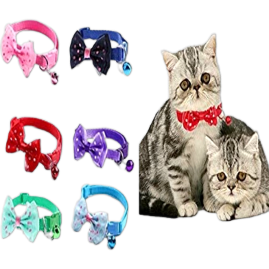 Cat Collar With Bell-Bow Tie Cute Safety Collars For Cats (Any Colour) image