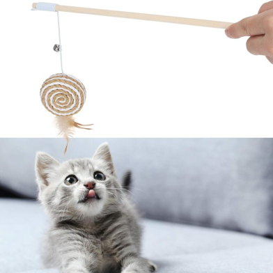 Cat Funny Stick Wand Pet Teaser Interactive Toys image