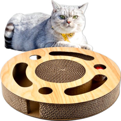 Cat Scratching Board and Mat - Round Cardboard Scratcher, Scratch Pad and Bed for Cats image