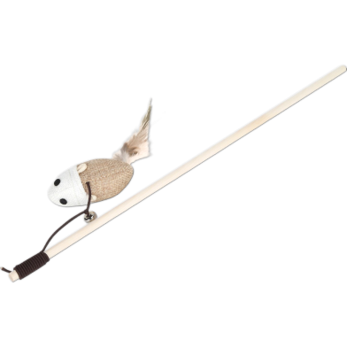Cat Teaser Playing Stick Wooden Cat Wand Toy for Cats and Kittens-(Mouse-Bell-40cm) image