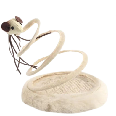 Cat Toy Small Cat Plush Toy with Coil Spring Plate and Fun Mouse Interactive Creative Kitten Durable Pet Toy image